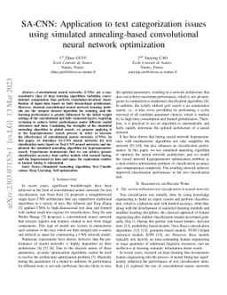 SA-CNN: Application to text categorization issues using simulated
  annealing-based convolutional neural network optimization