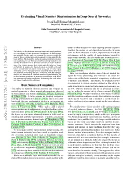 Evaluating Visual Number Discrimination in Deep Neural Networks