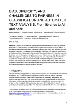 Bias, diversity, and challenges to fairness in classification and
  automated text analysis. From libraries to AI and back