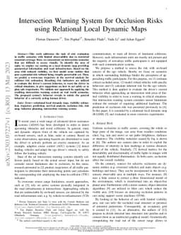 Intersection Warning System for Occlusion Risks using Relational Local
  Dynamic Maps