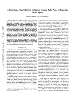 A Smoothing Algorithm for Minimum Sensing Path Plans in Gaussian Belief
  Space