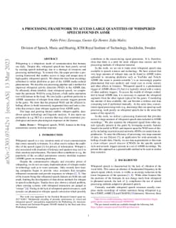 A processing framework to access large quantities of whispered speech
  found in ASMR