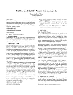 HCI Papers Cite HCI Papers, Increasingly So