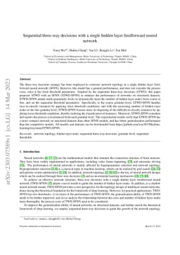 Sequential three-way decisions with a single hidden layer feedforward
  neural network