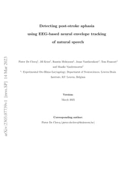 Detecting post-stroke aphasia using EEG-based neural envelope tracking
  of natural speech