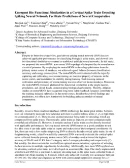 Emergent Bio-Functional Similarities in a Cortical-Spike-Train-Decoding
  Spiking Neural Network Facilitate Predictions of Neural Computation