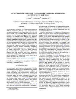 Quaternion Orthogonal Transformer for Facial Expression Recognition in
  the Wild