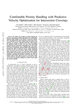 Comfortable Priority Handling with Predictive Velocity Optimization for
  Intersection Crossings