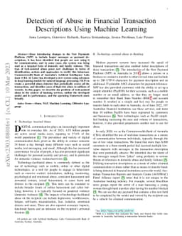Detection of Abuse in Financial Transaction Descriptions Using Machine
  Learning