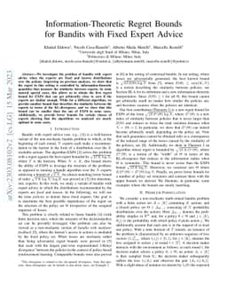 Information-Theoretic Regret Bounds for Bandits with Fixed Expert Advice