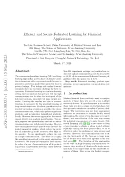 Efficient and Secure Federated Learning for Financial Applications