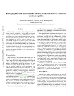 Leveraging TCN and Transformer for effective visual-audio fusion in
  continuous emotion recognition