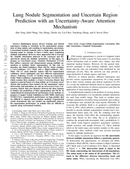 Lung Nodule Segmentation and Uncertain Region Prediction with an
  Uncertainty-Aware Attention Mechanism
