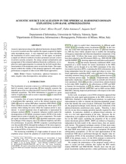 Acoustic source localization in the spherical harmonics domain
  exploiting low-rank approximations