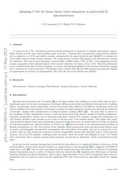 Adapting U-Net for linear elastic stress estimation in polycrystal Zr
  microstructures