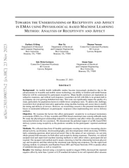 Towards the Understanding of Receptivity and Affect in EMAs using
  Physiological based Machine Learning Method: Analysis of Receptivity and
  Affect