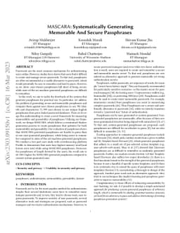 MASCARA: Systematically Generating Memorable And Secure Passphrases