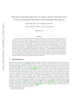 Bayesian Generalization Error in Linear Neural Networks with Concept
  Bottleneck Structure and Multitask Formulation