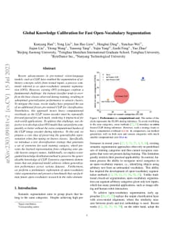 Global Knowledge Calibration for Fast Open-Vocabulary Segmentation