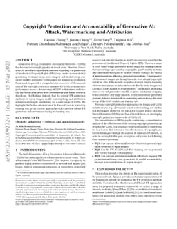 Copyright Protection and Accountability of Generative AI:Attack,
  Watermarking and Attribution