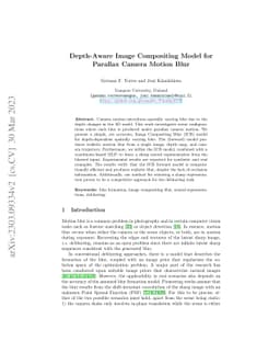 Depth-Aware Image Compositing Model for Parallax Camera Motion Blur