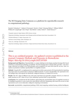 The NCI Imaging Data Commons as a platform for reproducible research in
  computational pathology