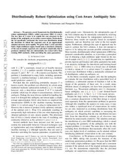 Distributionally Robust Optimization using Cost-Aware Ambiguity Sets
