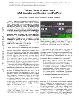 Tackling Clutter in Radar Data -- Label Generation and Detection Using
  PointNet++
