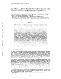 SoftZoo: A Soft Robot Co-design Benchmark For Locomotion In Diverse
  Environments