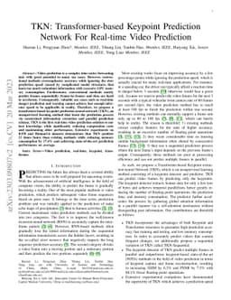 TKN: Transformer-based Keypoint Prediction Network For Real-time Video
  Prediction