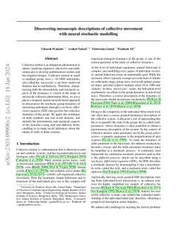 Discovering mesoscopic descriptions of collective movement with neural
  stochastic modelling