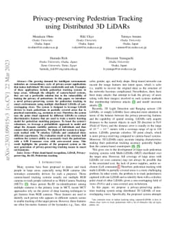 Privacy-preserving Pedestrian Tracking using Distributed 3D LiDARs
