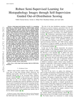 Robust Semi-Supervised Learning for Histopathology Images through
  Self-Supervision Guided Out-of-Distribution Scoring