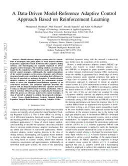 A Data-Driven Model-Reference Adaptive Control Approach Based on
  Reinforcement Learning