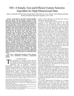 SFE: A Simple, Fast and Efficient Feature Selection Algorithm for
  High-Dimensional Data