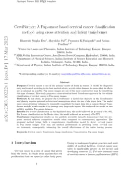 CerviFormer: A Pap-smear based cervical cancer classification method
  using cross attention and latent transformer
