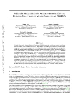 Welfare Maximization Algorithm for Solving Budget-Constrained
  Multi-Component POMDPs