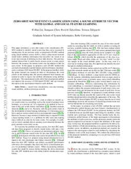 Zero-shot Sound Event Classification Using a Sound Attribute Vector with
  Global and Local Feature Learning