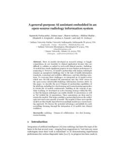 A general-purpose AI assistant embedded in an open-source radiology
  information system