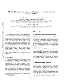 Mutilmodal Feature Extraction and Attention-based Fusion for Emotion
  Estimation in Videos