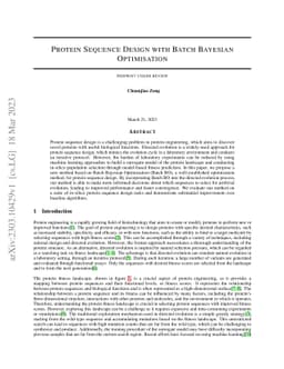 Protein Sequence Design with Batch Bayesian Optimisation