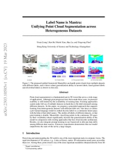 Label Name is Mantra: Unifying Point Cloud Segmentation across
  Heterogeneous Datasets