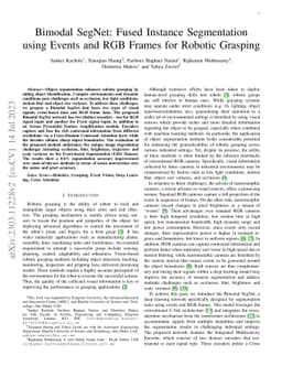 Bimodal SegNet: Instance Segmentation Fusing Events and RGB Frames for
  Robotic Grasping