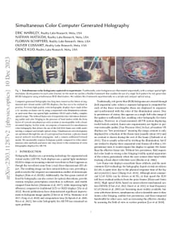 Simultaneous Color Computer Generated Holography