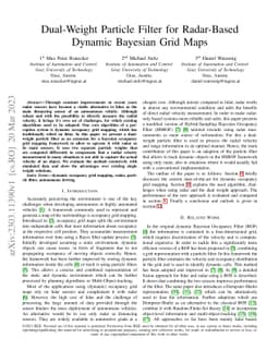 Dual-Weight Particle Filter for Radar-Based Dynamic Bayesian Grid Maps