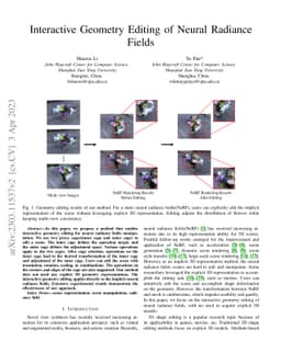 Interactive Geometry Editing of Neural Radiance Fields