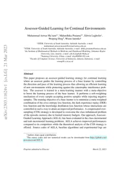 Assessor-Guided Learning for Continual Environments
