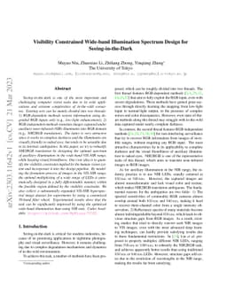 Visibility Constrained Wide-band Illumination Spectrum Design for
  Seeing-in-the-Dark