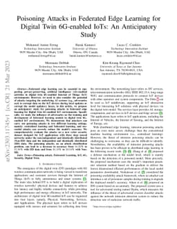 Poisoning Attacks in Federated Edge Learning for Digital Twin 6G-enabled
  IoTs: An Anticipatory Study
