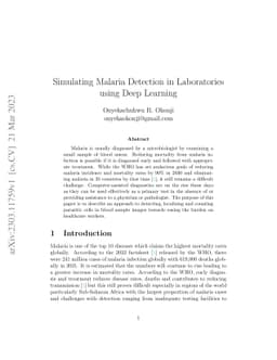Simulating Malaria Detection in Laboratories using Deep Learning